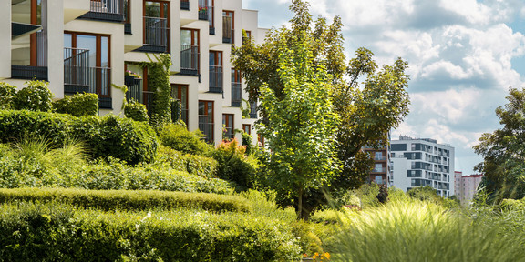 Housing complex with green area